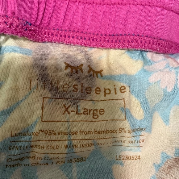 Little Sleepies Women’s Blue and Pink Sunflower Fields Bamboo Pajama Set Size XL - Picture 8 of 12